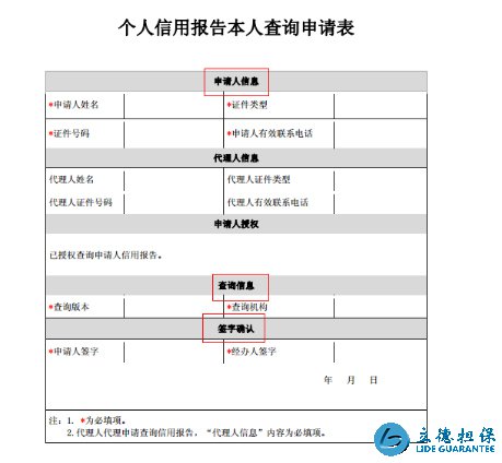 个人征信记录查询申请表